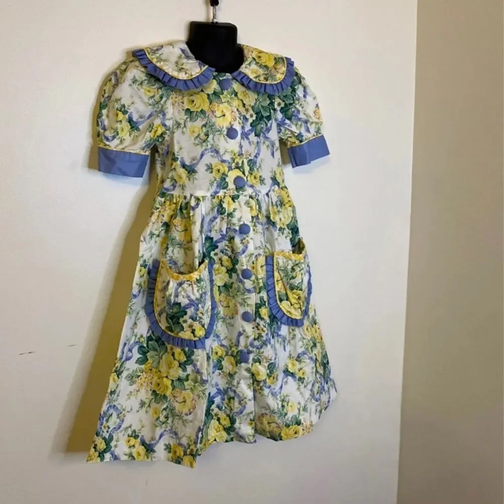 Vintage 1990s Storybook Heirlooms‎ Floral Pocket Tea Party Dress